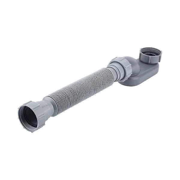 Low Profile 1 1/2 P-Trap Flexible Bathtub Shower Drain Pipe Flat P-Trap Freestanding Bathtub Drain For Bath Tub Drain Gray.