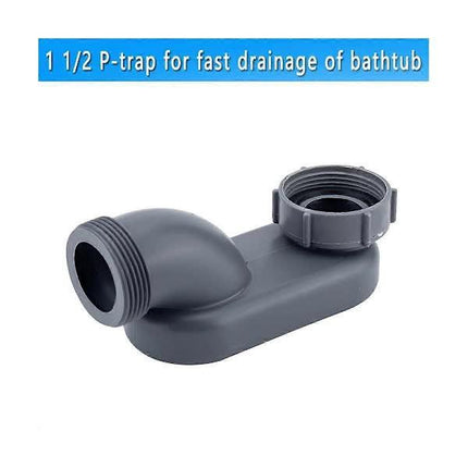 Low Profile 1 1/2 P-Trap Flexible Bathtub Shower Drain Pipe Flat P-Trap Freestanding Bathtub Drain For Bath Tub Drain Gray.