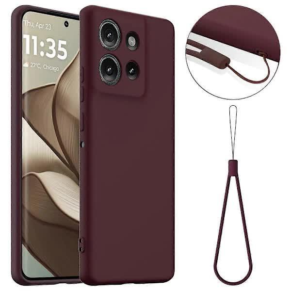 Motorola Edge 50 5G Case MagSafe Compatible Liquid Silicone Case with Lanyard Black Multicolor Burgundy.