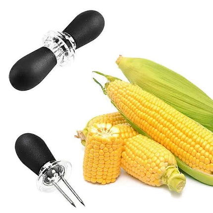 Stainless Steel Corn Forks 8 pcs Small Round Head Black Corn Rack Compatible with Grill Utensils.
