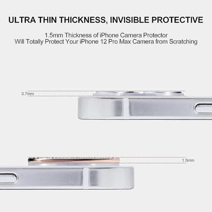 Diamond Camera Lens Cover Compatible with iPhone 12 Pro Max Protective Sticker Rose Gold.