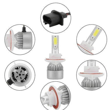 (2-pack) H13/9008 LED Headlight (Low Beam and High Beam) C6 Conversion Kit, 72W 8500LM 6500K Cool White Light.