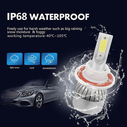 (2-pack) H13/9008 LED Headlight (Low Beam and High Beam) C6 Conversion Kit, 72W 8500LM 6500K Cool White Light.