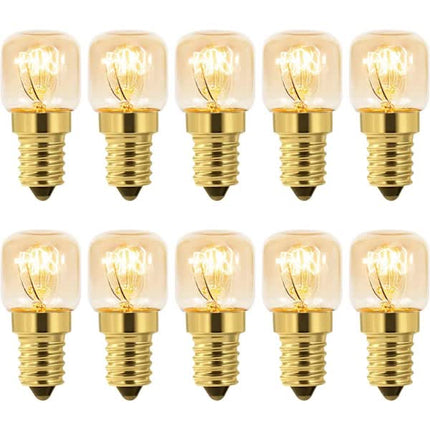 Dimmable E14 Oven Light Bulb Edison E14 T22 2700K Warm White 10-Pack for 220V Ovens 300°C Resistant 160LM.