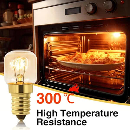 Dimmable E14 Oven Light Bulb Edison E14 T22 2700K Warm White 10-Pack for 220V Ovens 300°C Resistant 160LM.