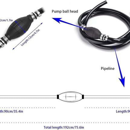 Fuel Line Hose for Outboard, Nylon Braid 5/16 Inch Fuel Line Hose with Hand Pump Bulb, 6 FT Long Boat RVs Tractor Fuel Line Assembly.