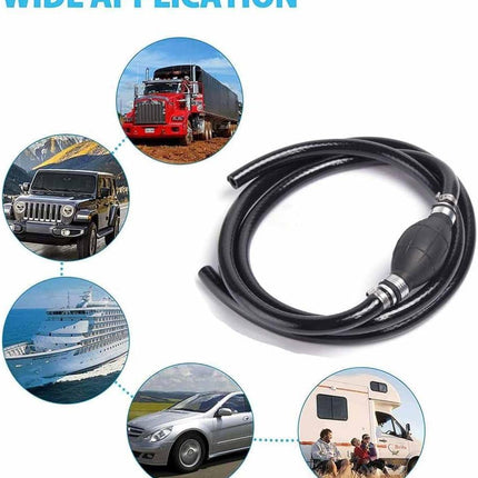 Fuel Line Hose for Outboard, Nylon Braid 5/16 Inch Fuel Line Hose with Hand Pump Bulb, 6 FT Long Boat RVs Tractor Fuel Line Assembly.