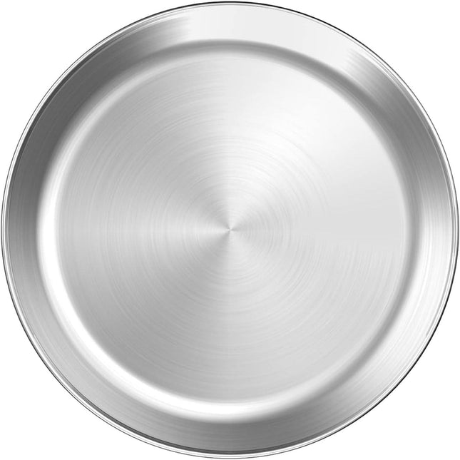 Stainless Steel Pizza Pan Round Pizza Tray, Round Pizza Plate For Pie Cookie Pizza Cake, Non Toxic & Heavy Duty, Brushed Finish & Easy Clean & Diameter 11.8 Inch.