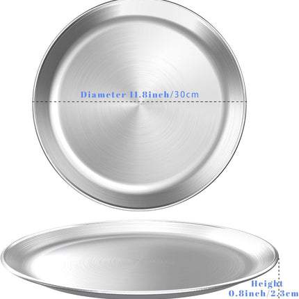 Stainless Steel Pizza Pan Round Pizza Tray, Round Pizza Plate For Pie Cookie Pizza Cake, Non Toxic & Heavy Duty, Brushed Finish & Easy Clean & Diameter 11.8 Inch.