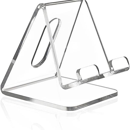 Fancial Acrylic Cell Phone Stand, Portable Phone Holder, Clear Phone Stand for Desk, Compatible with iPhone 15 14 13 12 Pro Max Mini 11 Xr Plus SE, Android Smartphone, Pad, Tablet, Desk Accessories.
