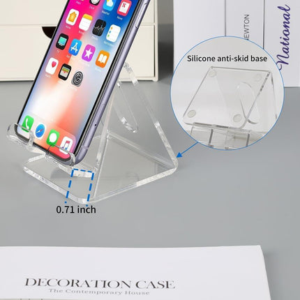 Fancial Acrylic Cell Phone Stand, Portable Phone Holder, Clear Phone Stand for Desk, Compatible with iPhone 15 14 13 12 Pro Max Mini 11 Xr Plus SE, Android Smartphone, Pad, Tablet, Desk Accessories.