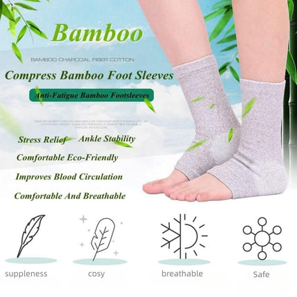 Bamboo Compression Socks, Bamboo Anti Fatigue Socks, Neuropathy Pain Relief At Bedtime,Ankle Swelling, for Sport Arthritis Pain Relief, Promote Blood Circulation, One Size Tall, Grey.