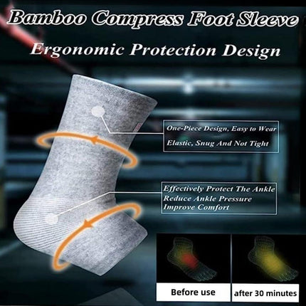 Bamboo Compression Socks, Bamboo Anti Fatigue Socks, Neuropathy Pain Relief At Bedtime,Ankle Swelling, for Sport Arthritis Pain Relief, Promote Blood Circulation, One Size Tall, Grey.