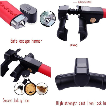 Steering Wheel Lock Strong Heavy Duty Anti-Theft Steering Wheel Lock Anti-Theft Retractable Hook Car Clutch Pedal Lock for Car Truck SUV Van Security with 2 Keys.