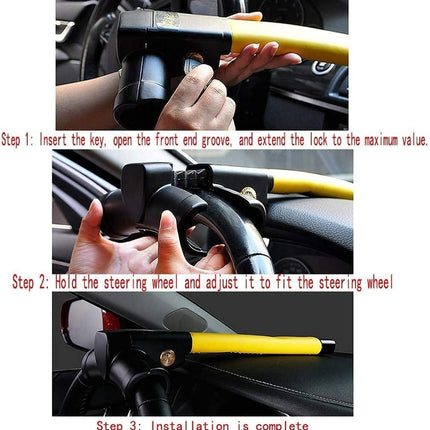 Steering Wheel Lock Strong Heavy Duty Anti-Theft Steering Wheel Lock Anti-Theft Retractable Hook Car Clutch Pedal Lock for Car Truck SUV Van Security with 2 Keys.