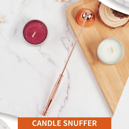 Candle Accessory Set 4 in 1, Wick Trimmer, Cutter, Snuffer Kit, Dipper for Scented Lover, Care Tools, Christmas Thanksgiving Gift, Ideal Gift(Rose Gold).