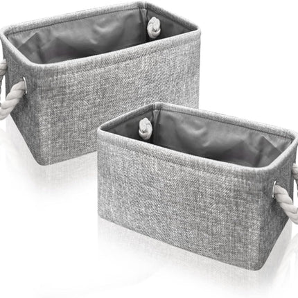 Organizing Fabric Storage Basket Box for Shelves, Nursery, Decorative Baskets(Solid Grey-2 Pack, Small-12.2 * 8.3 * 5.1inches).