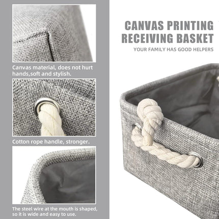 Organizing Fabric Storage Basket Box for Shelves, Nursery, Decorative Baskets(Solid Grey-2 Pack, Small-12.2 * 8.3 * 5.1inches).