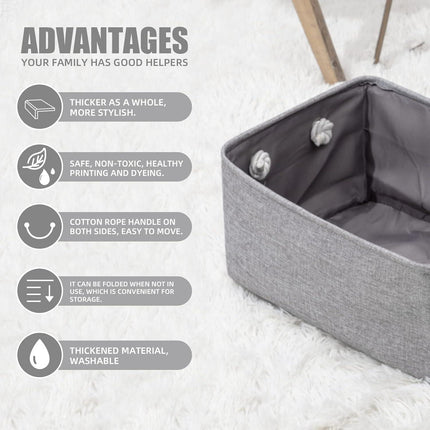 Organizing Fabric Storage Basket Box for Shelves, Nursery, Decorative Baskets(Solid Grey-2 Pack, Small-12.2 * 8.3 * 5.1inches).
