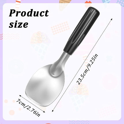 Ice Cream Spade Heavy Duty Stainless Steel Flat Ice Cream Scoop Paddle Non-Slip Handle Dishwasher Safe Flat Icecream Scooper For Hard Or Creamy Dessert Butter Hard Frozen Treats.