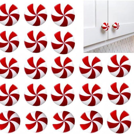 JOASIS 20 Pack Christmas Silicone red White Candy Cabinet knob Covers for a Variety of Kitchen, Living Room, and Bedroom Cabinet knobs.