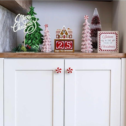 JOASIS 20 Pack Christmas Silicone red White Candy Cabinet knob Covers for a Variety of Kitchen, Living Room, and Bedroom Cabinet knobs.