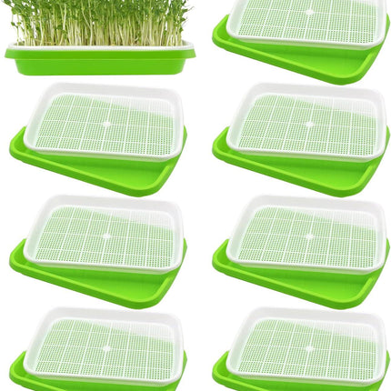 8-Pack Seed Sprouter Tray Microgreens Growing Trays BPA Free Seed Germination Propagation Soil-Free Wheatgrass Bean Nursery Tray with Planting Paper for Indoors or Outdoors.