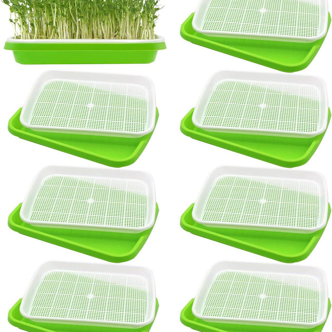 8-Pack Seed Sprouter Tray Microgreens Growing Trays BPA Free Seed Germination Propagation Soil-Free Wheatgrass Bean Nursery Tray with Planting Paper for Indoors or Outdoors.