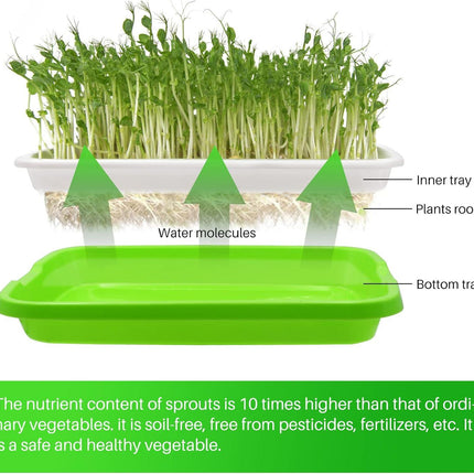 8-Pack Seed Sprouter Tray Microgreens Growing Trays BPA Free Seed Germination Propagation Soil-Free Wheatgrass Bean Nursery Tray with Planting Paper for Indoors or Outdoors.