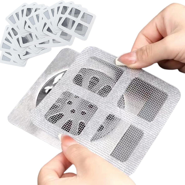 Disposable Hair Drain Stickers, 4" X 4"Disposable Shower Floor Drain Sticker, Disposable mesh Cover Sewer Filter Screen for Bathroom, Laundry,Sink,Tub,and Kitchen (30pcs).