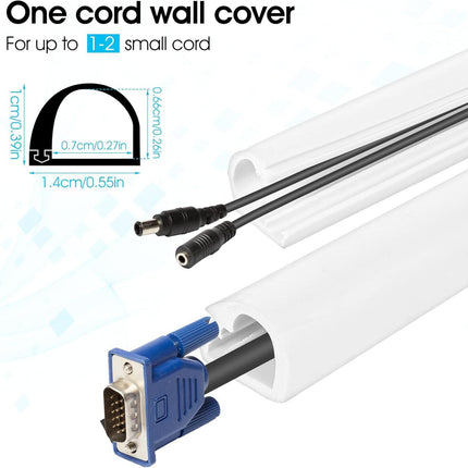 Wall Cord Hider 39 Inch, Self-Adhesive Cord Cover for Wall, Wire Hider, Cable Raceway Cover Kit for TV, Home and Office.