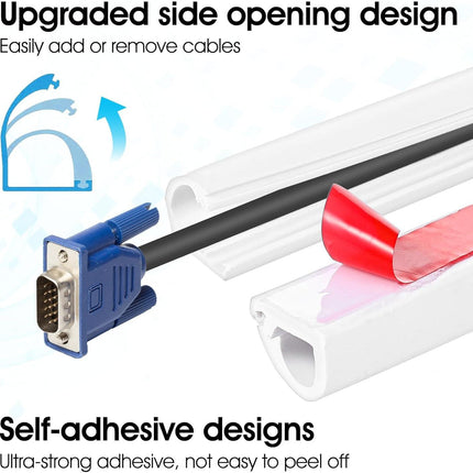 Wall Cord Hider 39 Inch, Self-Adhesive Cord Cover for Wall, Wire Hider, Cable Raceway Cover Kit for TV, Home and Office.