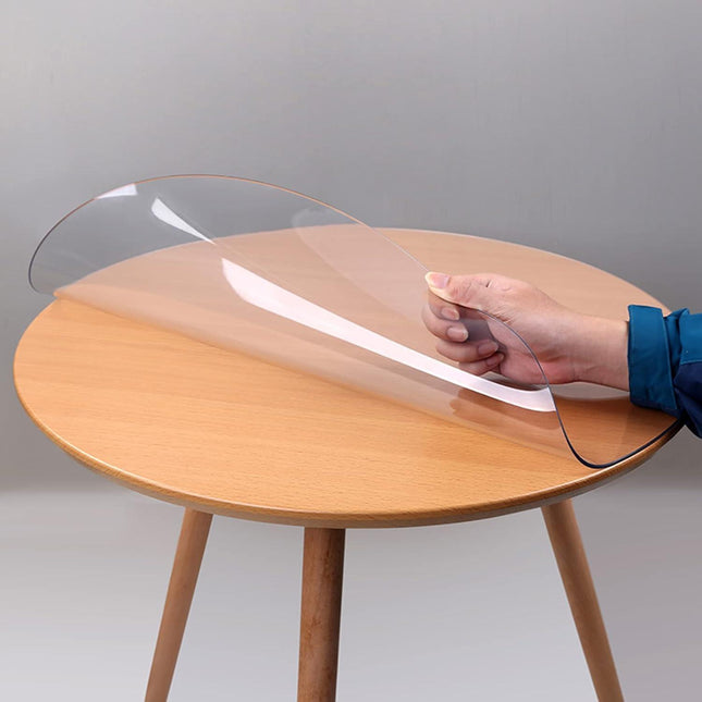 Indoor Outdoor Heavy Duty Premium Clear Transparent Round Fitted PVC Tablecloth, Round Waterproof Table Cover,Wipeable,Clear Plastic Tablecloth Protector (1.5mm,Dia.20in/50cm).