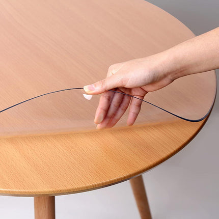 Indoor Outdoor Heavy Duty Premium Clear Transparent Round Fitted PVC Tablecloth, Round Waterproof Table Cover,Wipeable,Clear Plastic Tablecloth Protector (1.5mm,Dia.20in/50cm).
