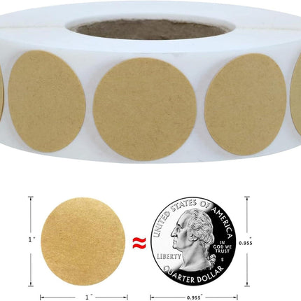 1000PCS Kraft Circle Stickers, 1 Inch Round Blank Garage Sale Price Stickers, Kraft Coding Tag Labels, Brown Natural Envelope Seals for Home, Classroom, Jam, Canning Jar Labels.