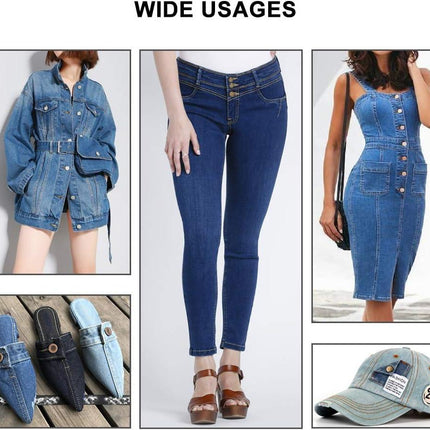 15 Sets Replacement Jeans Buttons, 17mm No-Sew Nailess Removable Metal Jeans Button Replacement Repair Combo Thread Rivets and Screwdrivers.