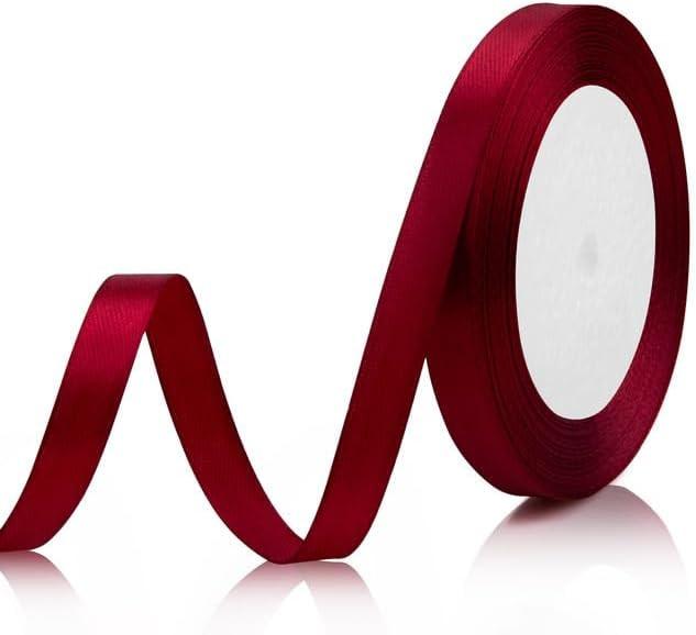 Red Ribbon for Gift Wrapping 3/8 Inch 25 Yds Dark Red Ribbon for Flower Bouquet Ribbon Gifts Bow Maker Mothers Day Fathers Day Ribbons for Crafts Hair Burgundy Ribbon for Christmas Tree Decorations.