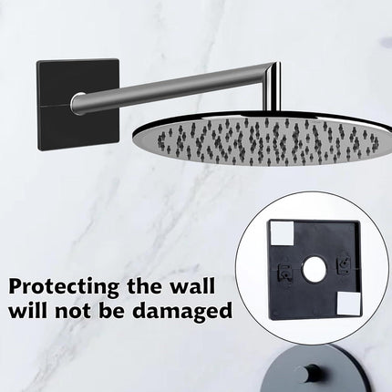 2 Pcs Plumbing Cover Plates, Square Shower Arm Flange Escutcheon Plate Wall Split Pipe Flange Cover Plate for Fixed Shower Head Faucet Standard 1/2 Inch Pipes (Black).
