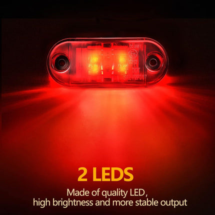 10 Pcs 2.5 Inch LED Trailer Lights 2 Diode Waterproof LED Trailer Side Marker Lights Oval Signal Running Lights For Truck Boat RV(Amber, Red).