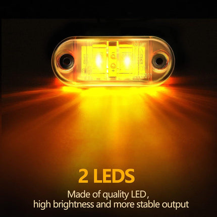 10 Pcs 2.5 Inch LED Trailer Lights 2 Diode Waterproof LED Trailer Side Marker Lights Oval Signal Running Lights For Truck Boat RV(Amber, Red).