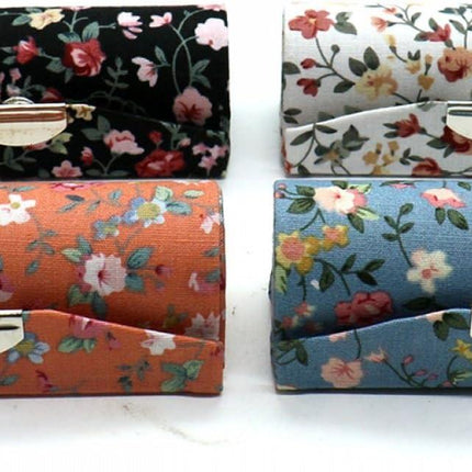 4 Pcs Ladies Floral Lipstick Case Holder with Mirror, Cosmetic Storage Kit Makeup Travel Cases Organizer Bag for Purse.