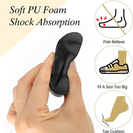Shoe Filler Insert, Shoe Filler for Shoes Too Big, Toe Cushion Fillers Make Shoes Fit, Shoe Filler for Loose Shoe, Prevent Heel Sliping, One Size Fits Shoe Inserts for Women and Men (Blcak, 3 Pairs).