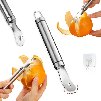 Stainless Steel Orange Peeler，with Handle Orange Citrus Peeler Tool Easy Orange Peeler Triangle Shovel and Serrated Shovel Orange Peeler Kitchen Gadgets,with 1Pcs Hooks.