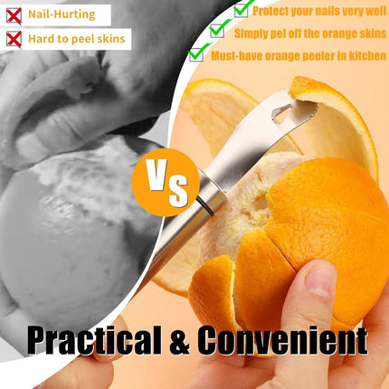 Stainless Steel Orange Peeler，with Handle Orange Citrus Peeler Tool Easy Orange Peeler Triangle Shovel and Serrated Shovel Orange Peeler Kitchen Gadgets,with 1Pcs Hooks.