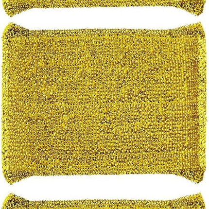 6 Pieces Non-Scratch Scrub Sponges Pads, Cleaning Scrub Sponge, Dish Wash Sponge, Kitchen Sponge, Multi-Use Heavy Duty Scrub Sponge - Gold.