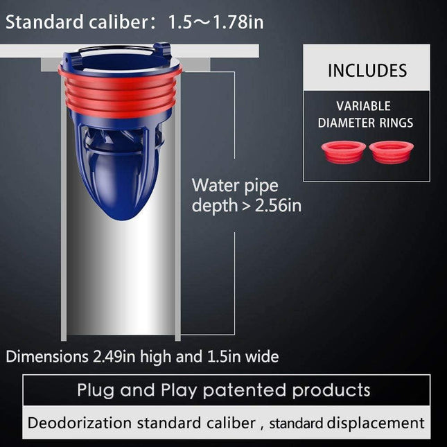 Shower Floor Drain Backflow Preventer One Way Drain Valve Sewer Core Patented Magnetic Drainage Insert Drain Plug(1.5-1.77in Hole) (Suitable for Tube Depth 2.56-4.13in) (Depth 2.56in).