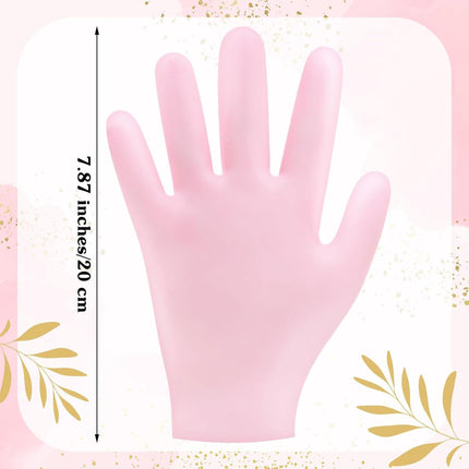 2 Pairs Silicone Gloves for Dry Cracked, Silicone Moisturizing Gloves for Women, Hand Care Silicone Gloves, Spa Gel Gloves Hand Care After Pedicure Silicone Gloves - Pink & White.