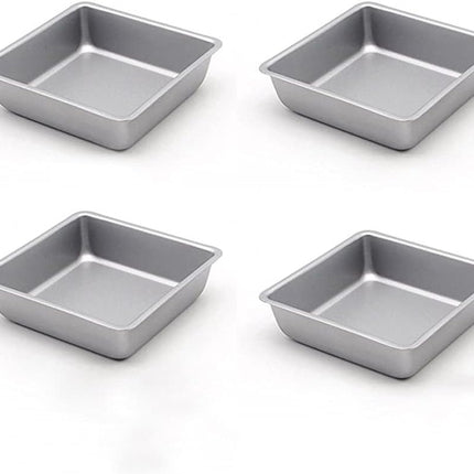 Flunyina 4 Inches Non-Stick Square Cake Pans Set of 4 Carbon Steel Cake Molds for Home Daily Housewarming Wedding Birthday Party Brownie Making.