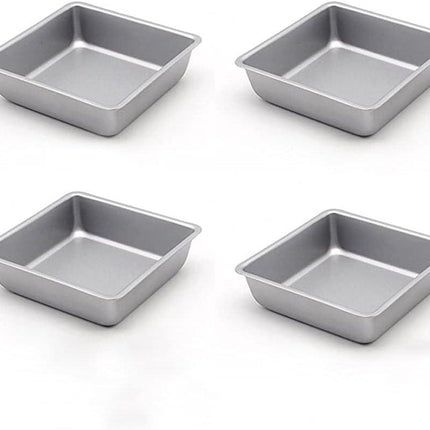 Flunyina 4 Inches Non-Stick Square Cake Pans Set of 4 Carbon Steel Cake Molds for Home Daily Housewarming Wedding Birthday Party Brownie Making.
