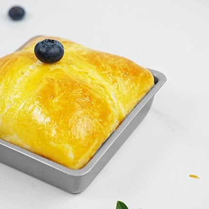 Flunyina 4 Inches Non-Stick Square Cake Pans Set of 4 Carbon Steel Cake Molds for Home Daily Housewarming Wedding Birthday Party Brownie Making.